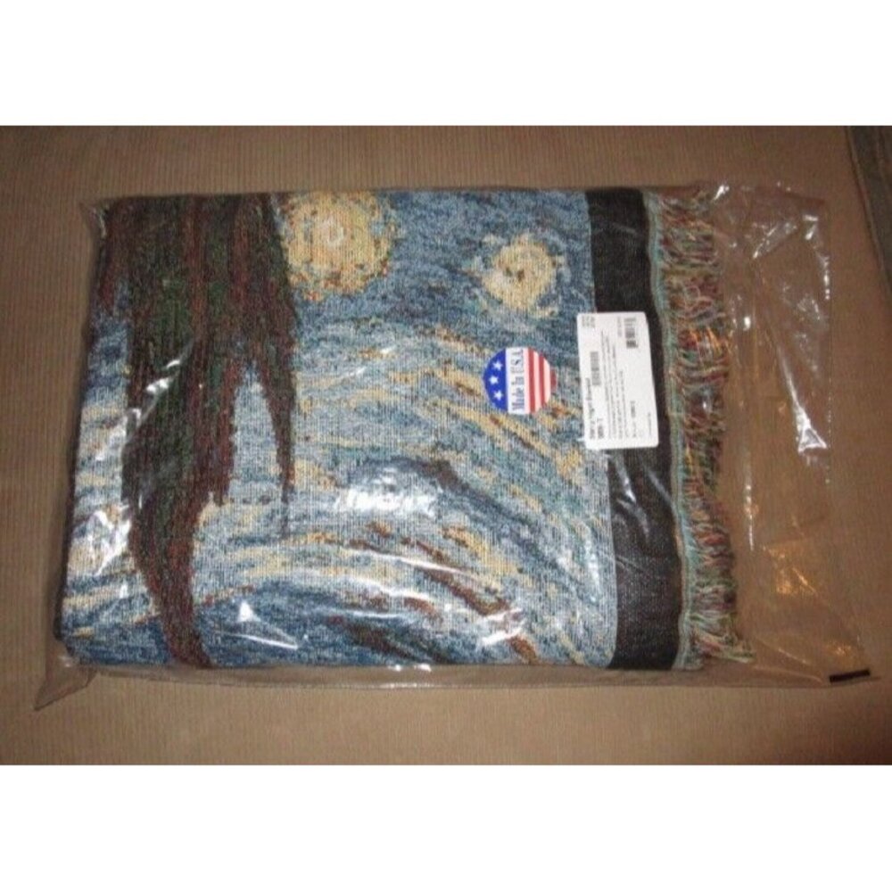 New Van Gogh Starry Night Heavy Cotton Throw Blanket Photo Painting Artwork NIP - Picture 2 of 2